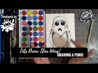 We drew a porg! Here's Last week's May the Fourth Be with you doodle that never made it up in time due to the real world! HAHA! This porg took 40 minutes to create.