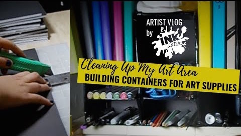 Tonight I wanted to talk about some cheap ways to improve your art area such as building containers for art supplies from dollar tree. 