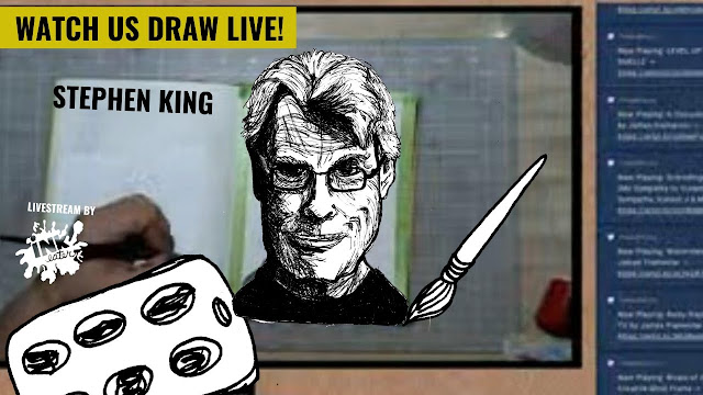 Join the livestream and watch us draw Stephen King Live.
