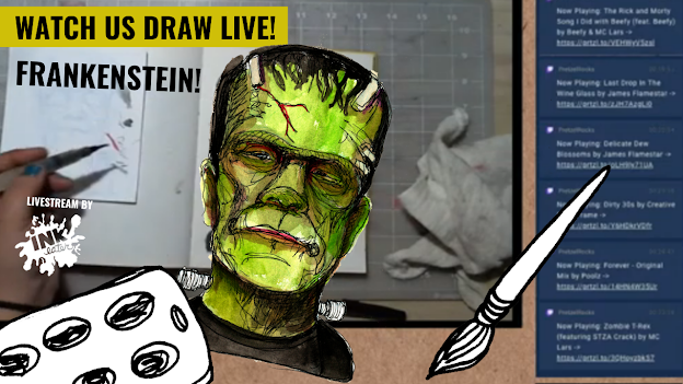 Join the livestream and watch us draw Frankenstein Live.