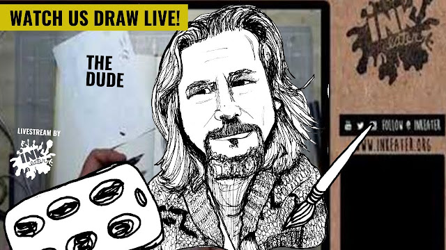 Join the livestream and watch us draw The Dude from the Big Lebowski Live.