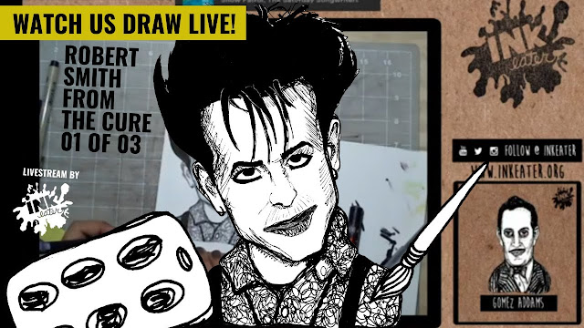 Join the livestream and watch us draw Robert Smith from The Cure Live.